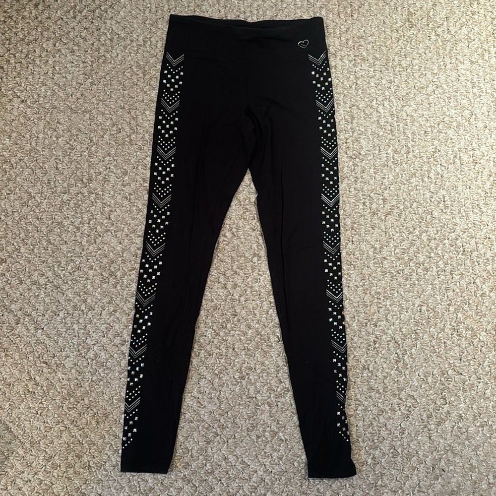 LIVE LOVE DREAM Black Leggings with Silver Side Detail size S